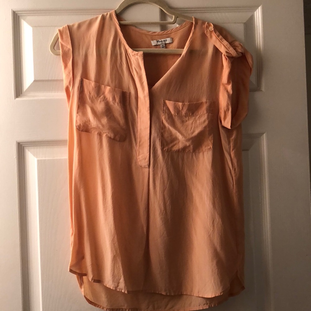 Madewell Coral Top with Pockets